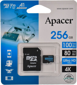 Карта памяти Apacer V30 microSDXC 256 ГБ с SD-адаптером