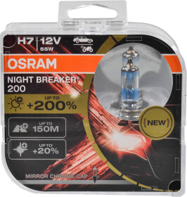 Автолампа Osram Night Breaker 200 H7 PX26d 55 W прозоро-блакитна 64210NB200-HCB