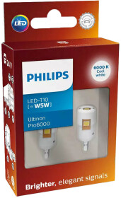 Автолампа Philips Ultinon Pro6000 W5W W2,1x9,5d 24961CU60X2