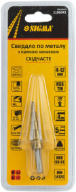 Свердло Sigma ступеневе по металу та дереву 1186041 4-12 мм