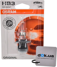 Автолампа Osram HB3 P20d 60 W прозрачная 900501b