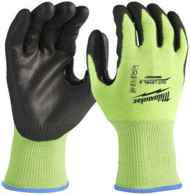 Перчатки рабочие Milwaukee Hi-Vis Cut B синтетические с полиуретановым покрытием зеленые