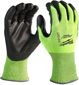 Рукавички робочі Milwaukee Hi-Vis Cut D синтетичні з поліуретановим покриттям зелені