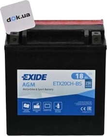Акумулятор Exide 6 CT-18-L AGM ETX20CH-BS