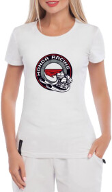 Футболка женская Globuspioner классическая Honda Racing белая принт спереди