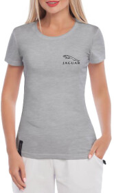 Футболка женская Globuspioner классическая Jaguar Logo серая принт спереди