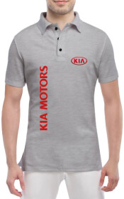 Футболка мужская Globuspioner поло Kia Motors серая принт спереди