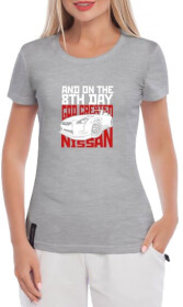 Футболка жіноча Globuspioner класична Nissan 8th Day сіра принт спереду