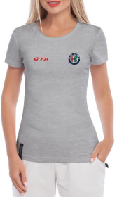 Футболка жіноча Globuspioner класична Alfa Romeo GTA сіра принт спереду