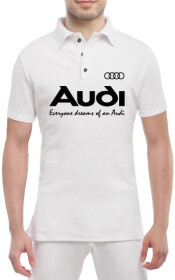 Футболка чоловіча Globuspioner поло Audi Slogans біла принт спереду