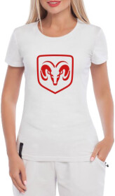 Футболка жіноча Globuspioner класична Dodge Big Logo біла принт спереду