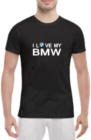 Футболка чоловіча Globuspioner класична I love My BMW чорна принт спереду