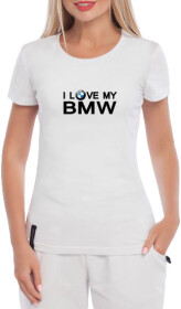 Футболка жіноча Globuspioner класична I love My BMW біла принт спереду
