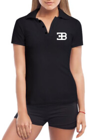 Футболка женская Globuspioner поло Bugatti черная принт спереди