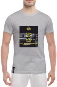 Футболка чоловіча Globuspioner класична Keep Сalm and Love Gelandewagen сіра принт спереду