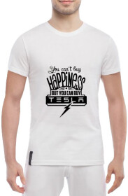 Футболка мужская Globuspioner классическая Happiness Tesla белый спереди