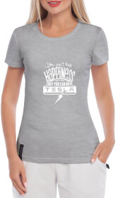 Футболка жіноча Globuspioner класична Happiness Tesla сіра принт спереду