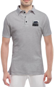 Футболка чоловіча Globuspioner поло Gelandewagen Black сіра принт спереду