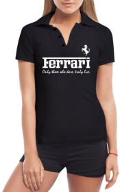 Футболка жіноча Globuspioner поло Ferrari Slogan чорна принт спереду