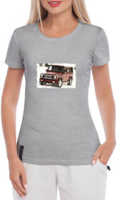 Футболка жіноча Globuspioner класична Gelandewagen Small Car сіра принт спереду