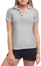 Футболка женская Globuspioner поло Infiniti Transformation серая принт спереди