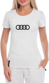 Футболка жіноча Globuspioner класична Audi Rings Logo біла принт спереду
