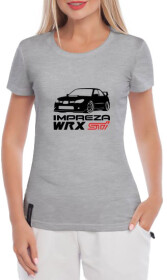 Футболка жіноча Globuspioner класична Impreza WRX сіра принт спереду