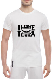 Футболка мужская Globuspioner классическая I love Tesla белый спереди