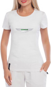 Футболка женская Globuspioner классическая Aston Martin Wings Iron белая принт спереди