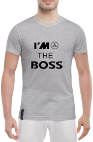 Футболка чоловіча Globuspioner класична Mercedes I´m the Boss сіра принт спереду