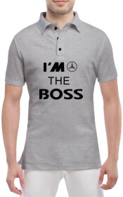 Футболка чоловіча Globuspioner поло Mercedes I´m the Boss сіра принт спереду