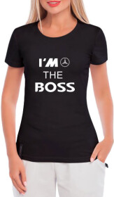 Футболка женская Globuspioner классическая Mercedes I´m the Boss черная принт спереди
