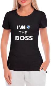 Футболка жіноча Globuspioner класична BMW I´m the Boss чорна принт спереду