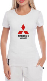 Футболка жіноча Globuspioner класична Mitsubishi Motors Big Logo біла принт спереду