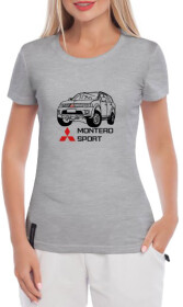 Футболка жіноча Globuspioner класична Mitsubishi Montero Sport сіра принт спереду