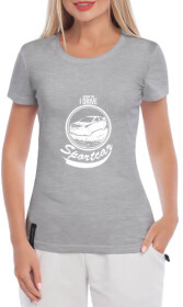 Футболка жіноча Globuspioner класична Mitsubishi Sportcar сіра принт спереду