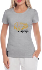 Футболка женская Globuspioner классическая Mitsubishi Strada серая принт спереди