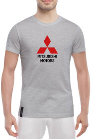 Футболка мужская Globuspioner классическая Mitsubishi Motors Big Logo v2 серый спереди