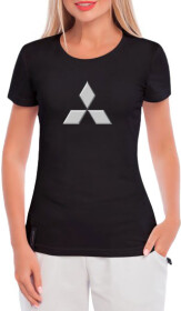 Футболка женская Globuspioner классическая Mitsubishi Big Logo Silver серая принт спереди