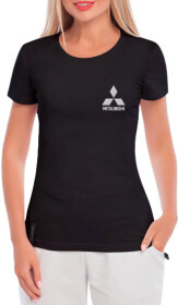 Футболка женская Globuspioner классическая Mitsubishi Mini Logo Silver черная принт спереди