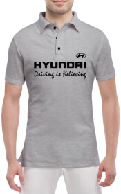Футболка мужская Globuspioner поло Hyundai Slogan серый спереди