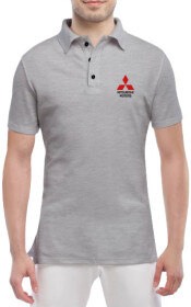 Футболка чоловіча Globuspioner поло Mitsubishi Motors Mini Logo сіра принт спереду
