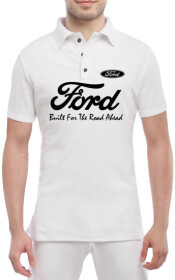 Футболка чоловіча Globuspioner поло Ford Slogan біла принт спереду