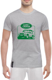 Футболка чоловіча Globuspioner класична Land Rover Logo Art сіра принт спереду