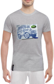 Футболка чоловіча Globuspioner класична Land Rover Pen сіра принт спереду