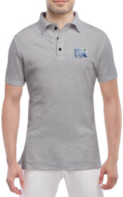 Футболка мужская Globuspioner поло Land Rover Pen серый спереди