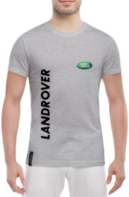 Футболка чоловіча Globuspioner класична Land Rover Vertical сіра принт спереду