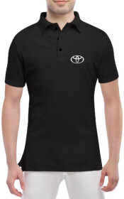 Футболка чоловіча Globuspioner поло Toyota Silver Mini Logo чорна принт спереду