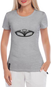 Футболка женская Globuspioner классическая Daewoo Logo Black серая принт спереди