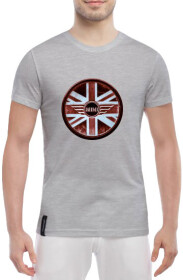 Футболка мужская Globuspioner классическая Mini Cooper Red Flag серый спереди